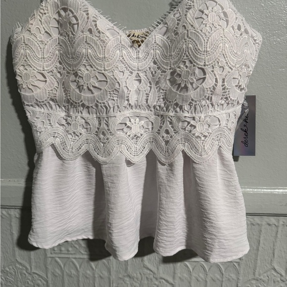 Derek Heart Tops - Derek Heart White Lace Peplum Camisole